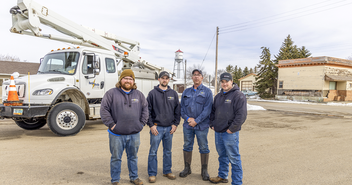 Terry Knutson, Kyle Helmers, Joe Thomas and Jason Bruner have been the faces of  Burke-Divide Electric Cooperative's Kenmare line crew.