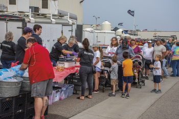 A free pancake and sausage breakfast is served to co-op members and attendees of KX/Co-op Day at the state fair.