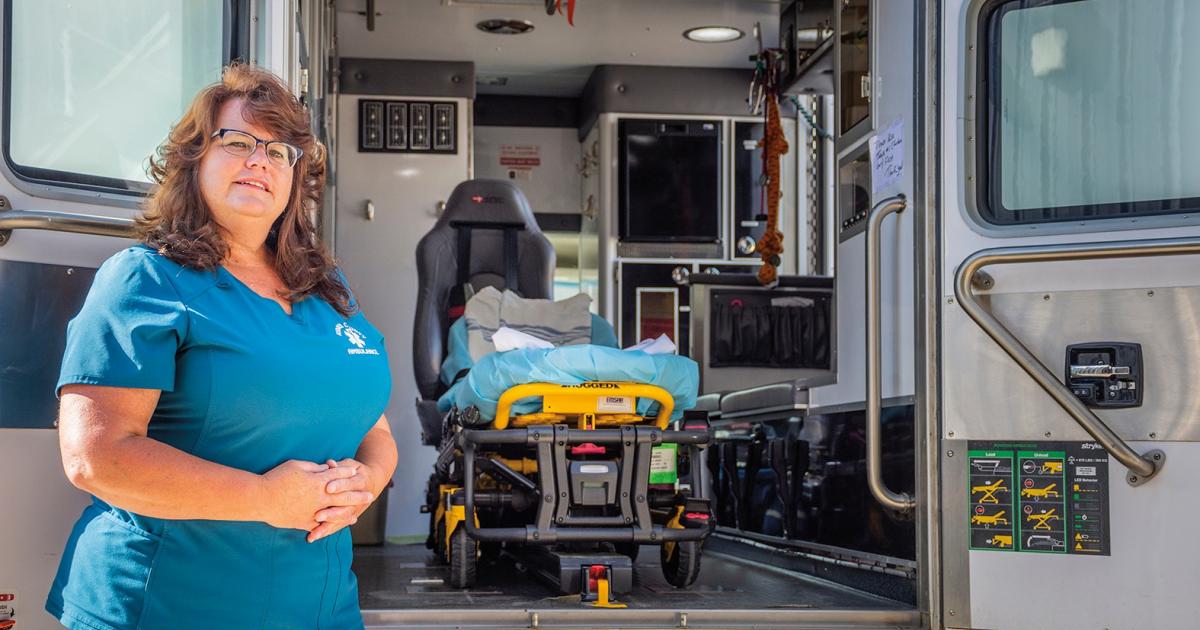 Mona Thompson, Kidder County Ambulance director and paramedic, has been working to improve mental health services for rural first responders, who face trauma and significant stress by the very nature of their jobs. Photos by NDAREC/John Kary