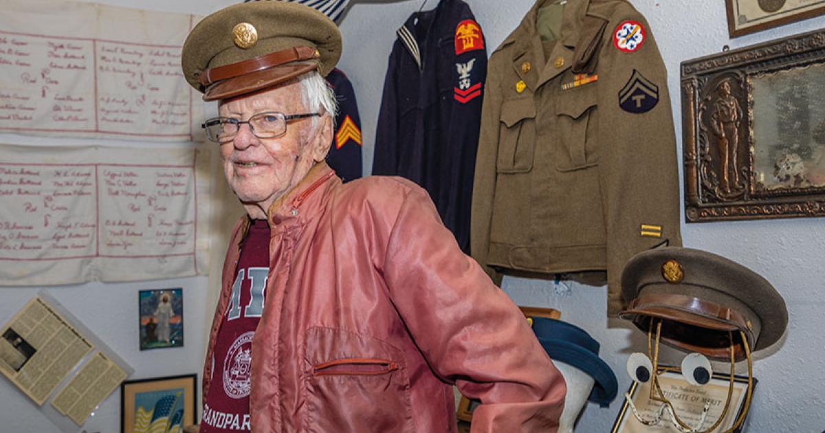 Veteran Bob Hunter donated his WWII mess plate and U.S. Army uniform, as well as relics from the family’s former barbershop and restaurant, to the Maddock Community Museum. The cap still fits, but the boots remain a mystery, since Hunter's son, John, walked out with them years ago after a $100 donation to the museum.