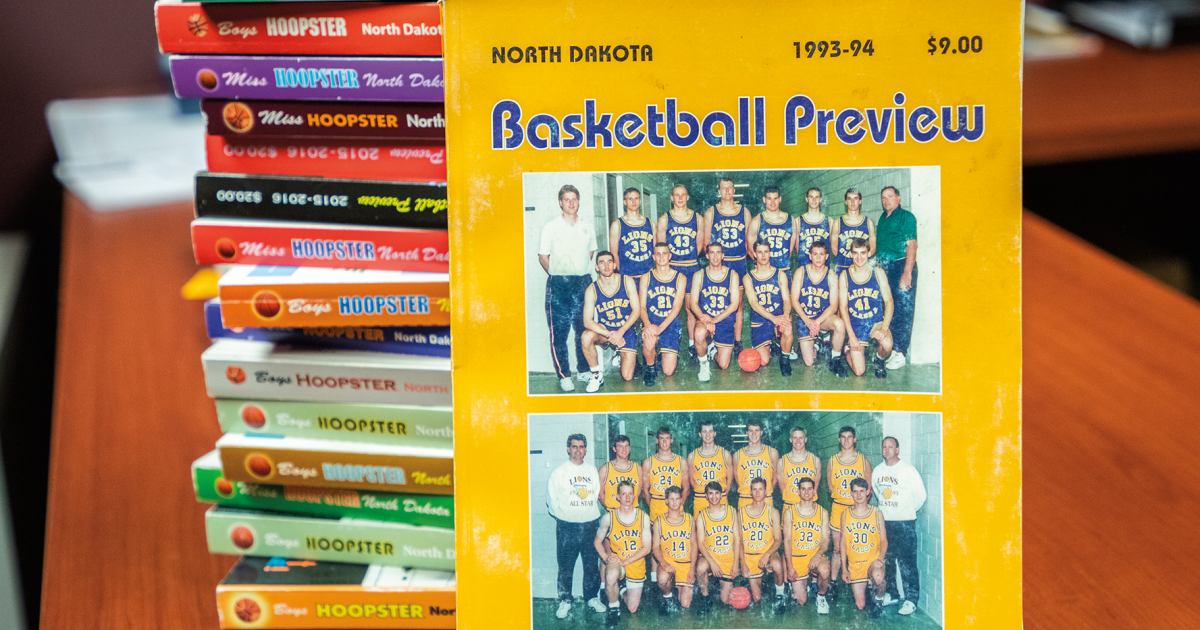 North Dakota’s comprehensive guide to high school and college basketball, “The Hoopster,” has been on coffee tables and in sports broadcasters’ game bags for 38 years. Photo by NDAREC/Liza Kessel