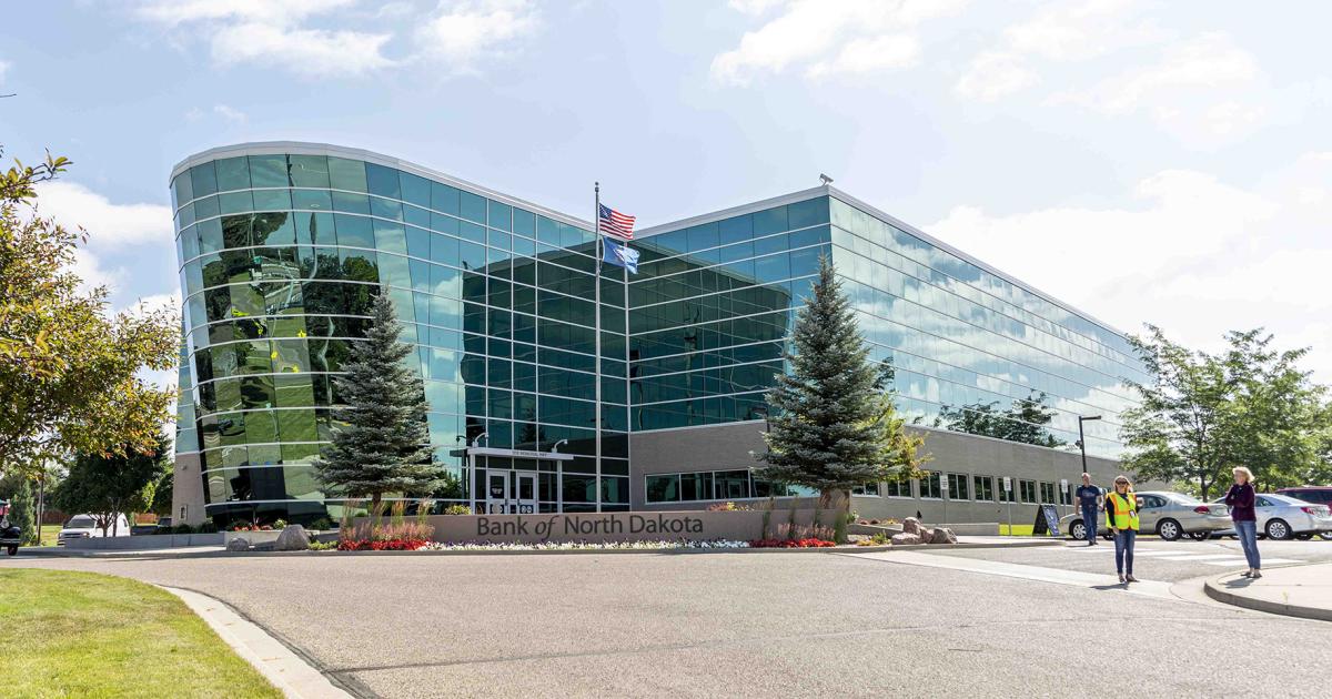 The Bank of North Dakota today sits on the west edge of Bismarck, overlooking the Missouri River.  Photo by NDAREC/Liza Kessel