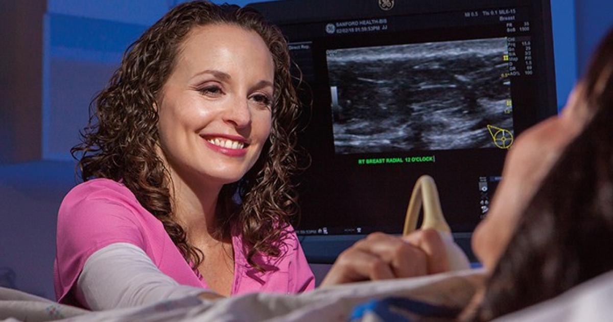 Dr. Christina Tello-Skjerseth, a radiologist at Sanford Bismarck, does a breast ultrasound on a patient. Photo courtesy Sanford Health
