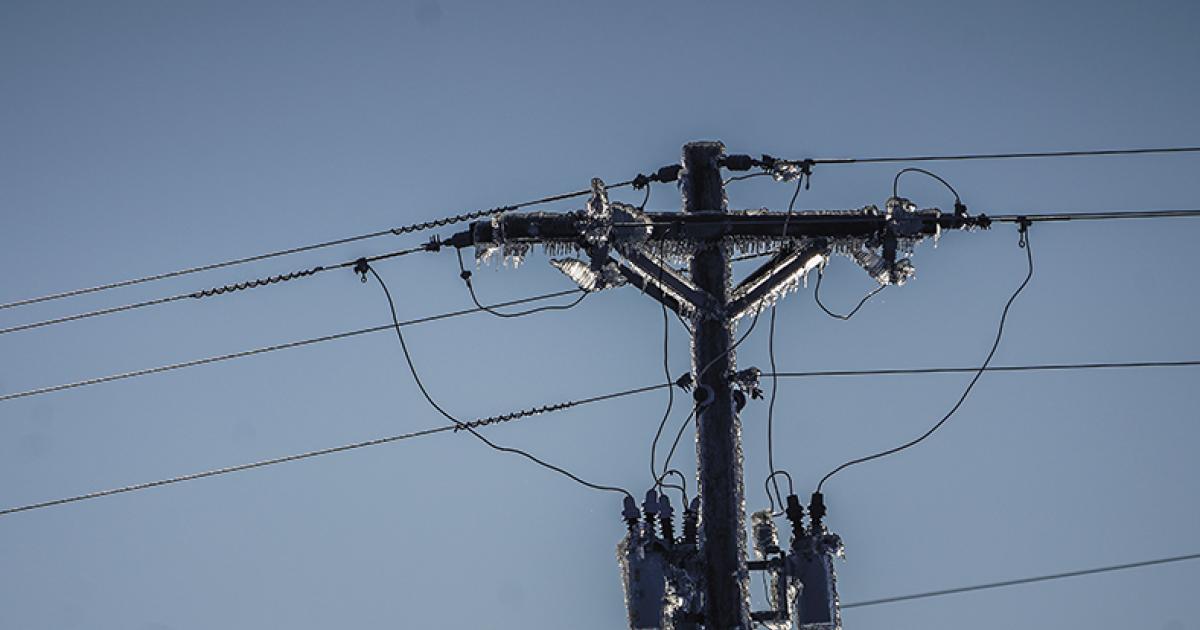 frozen powerline/pole