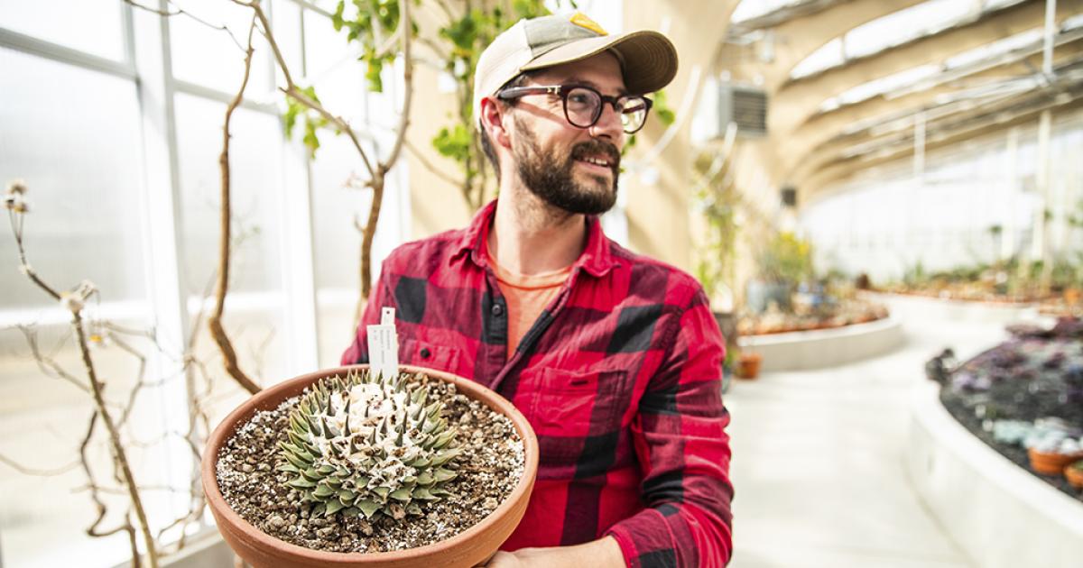 Jonah Neufeld, International Peace Garden conservatory horticulturist