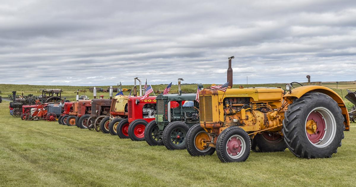 Dozens of antique tractors