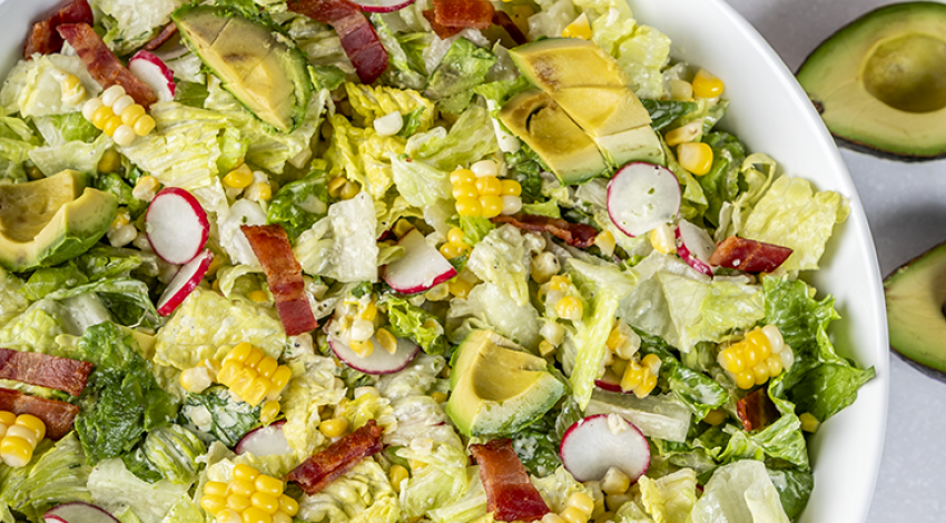 Corn and avocado salad with green goddess dressing