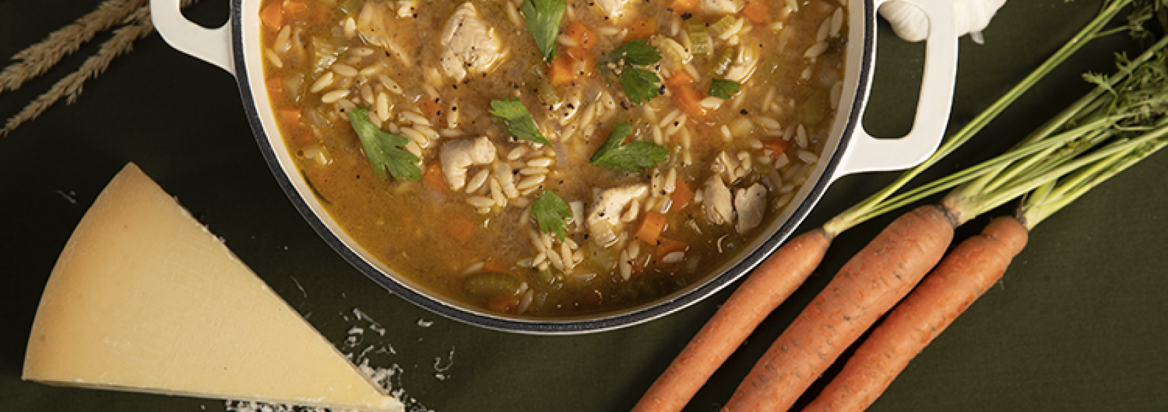 Lemon chicken orzo soup