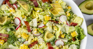 Corn and avocado salad with green goddess dressing