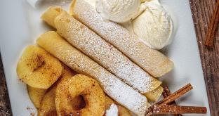 Pannekoeken with Caramelized Apples and Vanilla Bean Gelato